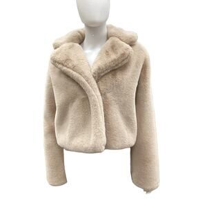 Dance And Marvel Women’s Faux Fur Jacket Size L Beige Super Soft Button
